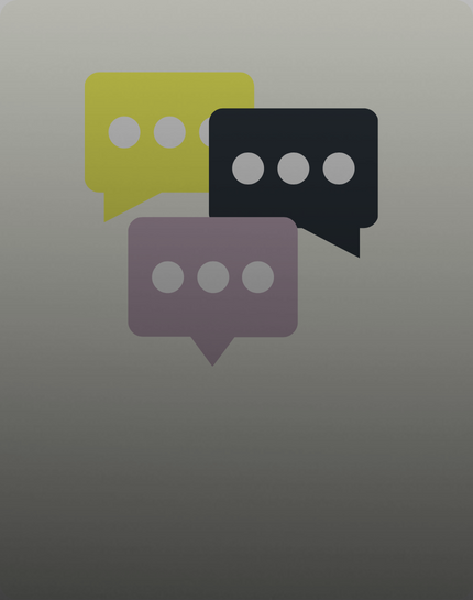 A graphic of three chat bubbles